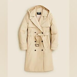 Jcrew Petite Icon Trench Coat With Removable Hood In Vintage Beige- 4p